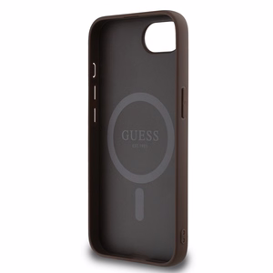 Guess PU 4G Peony viedtālruņa apvalks iPhone 16e ar MagSafe - brūns