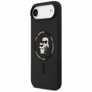 Karl Lagerfeld silikona Karl&Choupette gredzens magnētiskais viedtālruņa apvalks iPhone 17 Air - melns