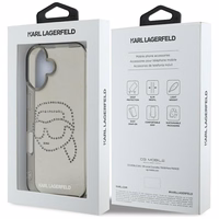 Karl Lagerfeld IML Rhinestones Karl Head apvalks iPhone 16 Pro melns