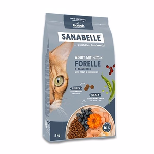 Bosch Sanabelle Life Adult Trout & Blueberries – sausā barība pieaugušiem kaķiem ar foreli un mellenēm, 8 kg