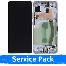 LCD Displejs Saderīgs ar Samsung G770 S10 Lite Ar Frame / Prism Balts / (Service Pack)