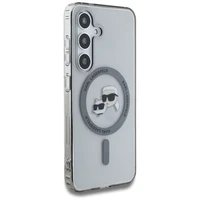 Viedtālruņa apvalks Karl Lagerfeld Button Karl & Choupette Heads Izdrukāts logotips MagSafe Samsung Galaxy S25 Plus - melns