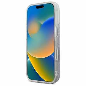 Karl Lagerfeld Liquid Glitter Karl&Choupette Head Magnētiskais viedtālruņa apvalks iPhone 16 - caurspīdīgs