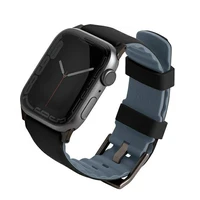 UNIQ siksniņa Linus Apple Watch Series 1/2/3/4/5/6/7/8/9/SE/SE2/Ultra/Ultra 2 42/44/45/49mm. Airosoft Silikona melns/melns