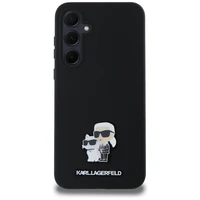 Karl Lagerfeld Silikona Karl&Choupette Metal Pin viedtālruņa apvalks Samsung Galaxy A35 - melns