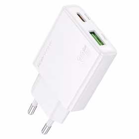 Borofone Lādētājs BN25 Wish (Ultra Thin) - USB + Type-C - PD QC 3.0 30W balts