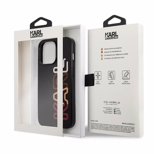 Viedtālruņa apvalks Karl Lagerfeld Multipink Brand iPhone 13 Pro / iPhone 13 - melns