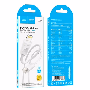 Kabelis USB-A uz Lightning Hoco 2,4A 1 m X114 balts