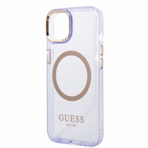 Guess GUHMP14SHTCMU iPhone 14 6.1" violeta/violeta cietais apvalks Zelta kontūra Caurspīdīgs Magnētiskais