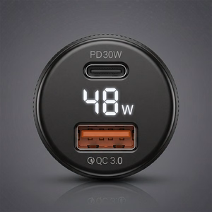 Blavec Автомобильное зарядное устройство BS-04B-C Volt — USB + Type C — QC 3.0 18W PD 30W с кабелем Type C — Type C (CCBS04BCV-UCB) чёрный