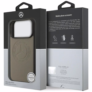 Mercedes Leather Vintage Logo MagSafe Чехол для iPhone 17 Pro - бежевый