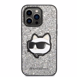 Karl Lagerfeld KLHCP14XG2CPS iPhone 14 Pro Max 6.7" sudraba/sudraba cietais apvalks Spīdumi Choupette Plāksteris