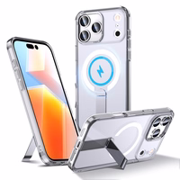 Hybrid Armor X viedtālruņa apvalks iPhone 17 Pro Max ar statīvu, saderīgs ar MagSafe - caurspīdīgs