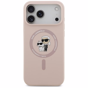 Karl Lagerfeld Silicone Karl&Choupette Ring MagSafe Case for iPhone 17 Pro Max - Pink