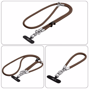 Tech-Protect C10S Crossbody phone lanyard (114 cm) + wrist strap (31 cm) - brown-titanium