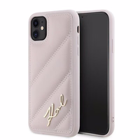 Karl Lagerfeld Diagonal Quilted Script apvalks viedtālrunim iPhone 11 / Xr - rozā