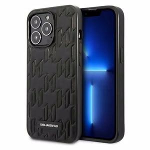 Karl Lagerfeld KLHCP13LMNMP1K iPhone 13 Pro / 13 6.1" viedtālruņa apvalks (m) melns / melns Monogrāmas plāksne
