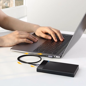 Ugreen US255 50125 USB-C (taisns) / USB-C (leņķa) PD QC kabelis 60W 3A 2m - pelēks