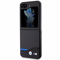 BMW ādas apvalks ar oglekļa šķiedru Samsung Galaxy Z Flip 5 - melns