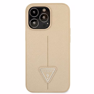 Guess GUHCP13LPSATLE iPhone 13 Pro / 13 6.1" бежевый/бежевый жёсткий чехол SaffianoTriangle Logo