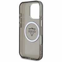 Guess IML Metal Mountain Logo Magnētiskais iPhone 16 Pro viedtālruņa apvalks - melns