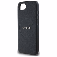 Guess PU Grained Classic Logo viedtālruņa apvalks iPhone 16e ar MagSafe - melns