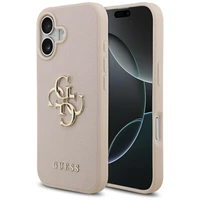 Guess Graudains Liels 4G un Klasiskais Logotips viedtālruņa apvalks iPhone 17 - rozā