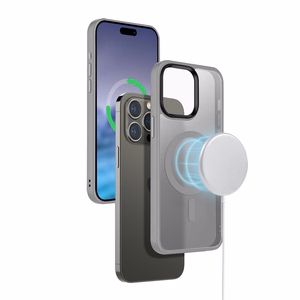 Crong Hybrid Frost MAG Cover vāciņš ierīcei iPhone 15 Pro, saderīgs ar MagSafe, pelēks