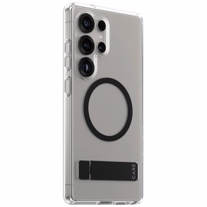 CARE by PanzerGlass Funkcionālais melns statīvs & QI viedtālruņa apvalks Samsung Galaxy S25 Ultra - Caurspīdīgs