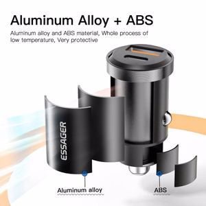 Car Charger Essager "Gyro Mini" Blue 30W (2xQC3.0)