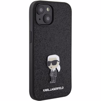 Karl Lagerfeld Fiksēts mirdzošs Ikonik logotips metāla piespraude apvalks iPhone 15 - melns