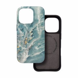 FORCELL F-PROTECT Mirage, militārā standarta pārbaudīts viedtālruņa apvalks ar MagSafe, piemērots IPHONE 15, zaļā marmora krāsā