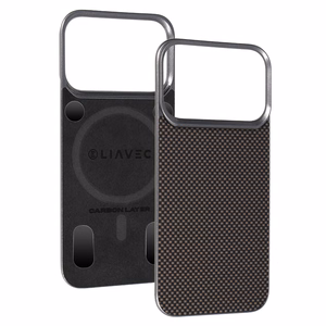 Liavec Carbon Layer Magsafe Aramid Fiber maciņš priekš Iphone 17 Pro Max zeltains