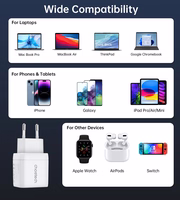 Choetech PD6051 2x USB-C PD 35W GaN sienas lādētājs ar ekrānu - balts