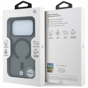 BMW Sign Frosted IML & MetalL Logo MagSafe maciņš modelim iPhone 17 Pro Max / 18 Pro Max – melns