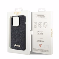 Guess Disco Metal Script viedtālruņa apvalks iPhone 14 Pro Max – melns