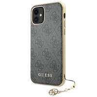 Guess GUHCN61GF4GGR iPhone 11 6.1" / Xr pelēks/pelēks cietais apvalks 4G Charms Collection