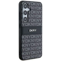 DKNY ādas Mono Stripe un Metal Logo viedtālruņa apvalks Samsung Galaxy S24+ - melns