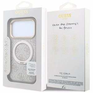 Guess Ring Stand 360 4G Classic Logo MagSafe maciņš, paredzēts iPhone 17 Pro Max / 18 Pro Max, rozā