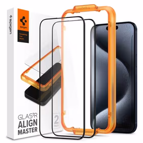 Spigen ALM Glass FC rūdītais stikls iPhone 15 Pro - melns 2 gab.