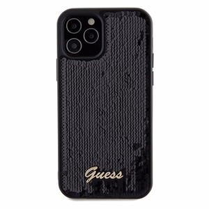 Guess Sequin Script Metal case for iPhone 12/12 Pro - black