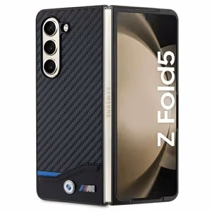 BMW ādas oglekļa viedtālruņa apvalks Samsung Galaxy Z Fold 5 - melns