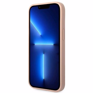 Guess GUHCP14MPSASBPI Saffiano with Metal Logo vāciņš ierīcei iPhone 14 Plus, rozā