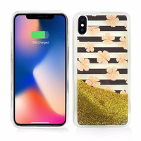 Zizo Liquid Glitter Star maciņš iPhone X (rozā Flowers)