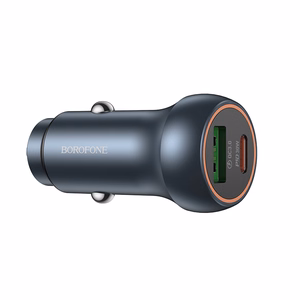 Borofone Auto lādētājs BZ32B Fresh - USB + C tipa - QC 3.0 PD 48W pelēks