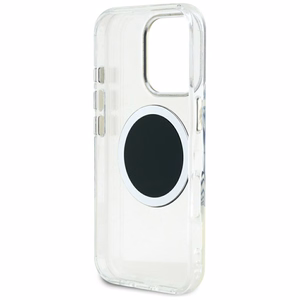 Guess IML Metal Colored Circle Classic Logo Magnētiskais viedtālruņa apvalks iPhone 16 Pro Max - melns