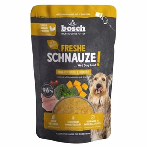 Bosch Frische Schnauze Chicken, Pumpkin & Broccoli – viena proteīna mitrā barība suņiem, 250 g