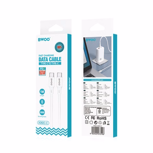 BWOO Kabelis USB-C - USB-C 1m 60W ABS + TPE X282 C-C balts