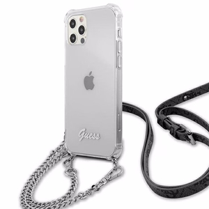 Guess GUHCP12MKC4GSSI iPhone 12/12 Pro 6.1" Caurspīdīgs cietais apvalks 4G Sudraba ķēde
