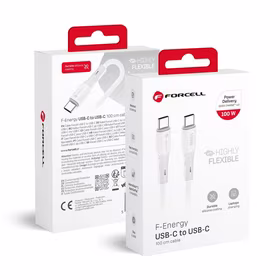 FORCELL F-ENERGY C347 kabelis Type C uz Type C QC4.0 PD 5A 100W Silikona 1 m balts